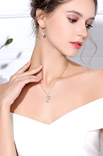EUDORA Sterling Silver Initial Necklaces for Women, Classic 26 Letter Neckless Gifts for Girls, Sister, Mother Daughter, 18 inch Chain - style: F