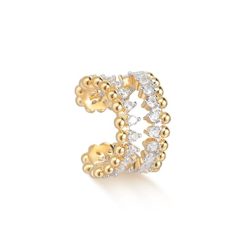Women Ear Cuff Earring Gold Non Pierced Ear Cartilage Clip on Wrap Hoop 14K Gold Filled Tiny Boho Beach Simple Minimalist Delicate Handmade Hypoallergenic Jewelry Gift-Sold as Single/Pair - style: 2 Beaded Hoops