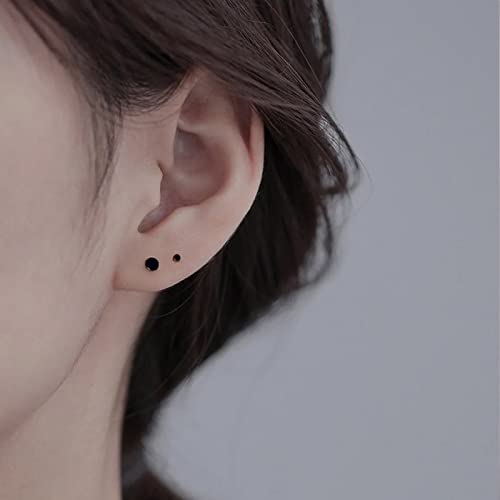 EPIRORA Sterling Silver Stud Earrings for Women Men- 4 Pairs of Hypoallergenic Simple Geometric Small Stud Earring Set Tiny Circle Triangle Square Bar Stud Earrings Mini Cartilage Tragus Earrings - style: Style 1- Black Gold