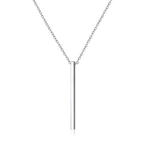 ChicSilver Customizable Vertical Bar Pendant Necklace 925 Sterling Silver Y Necklace Simple Fashion Jewelry Gifts for Women - style: A. 2mm Vertical Bar-Silver