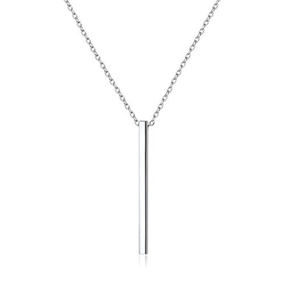 ChicSilver Customizable Vertical Bar Pendant Necklace 925 Sterling Silver Y Necklace Simple Fashion Jewelry Gifts for Women - style: A. 2mm Vertical Bar-Silver
