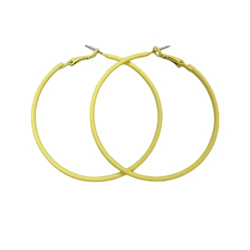 60mm Big Large Hoop Earrings For Women Girls Sensitive Ears Neon Minimalist Retro Round Huggie Hoops 2 Inch Colorful 80s 90s Dangle Hooped Dainty Lightweight Birthday Festival Y2K Party Jewelry Gifts - color: Yellow