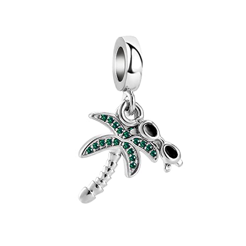Women Hawaii Tropical Island Plam Tree Charm for Bracelets Pendant Necklaces Sunglasses Dangle Birthday Birthstones Cubic Zirconia - color: Green