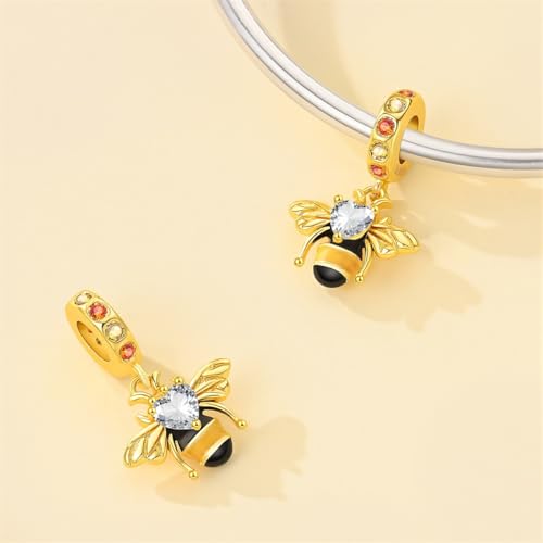 925 Sterling Silver Charms for Bracelets and Necklaces Beads Jewelry Charms for Women - color: Gold Bee Charms