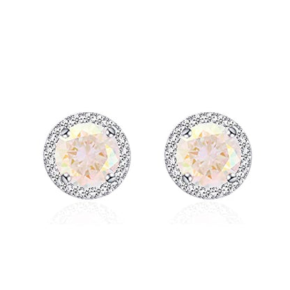 YOQUCOL Bright 8MM,10MM Cubic Zirconia Crystal Stud Earrings Round Pierced Earrings For Women - color: 10MM-AB-Color