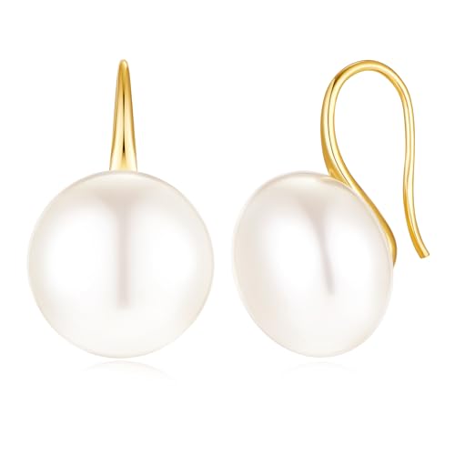 Pearl Earrings for Women Minimalist Pearl Drop Earrings Elegant Leverback Dangle Earrings Wedding jewelry Bridesmaid Gifts - style: oval pearl-13mm(large)