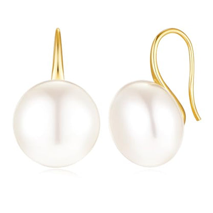 Pearl Earrings for Women Minimalist Pearl Drop Earrings Elegant Leverback Dangle Earrings Wedding jewelry Bridesmaid Gifts - style: oval pearl-13mm(large)