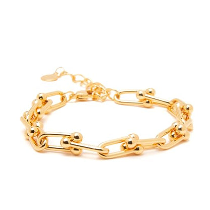 Timeless 18K Gold Vermeil Bracelet for Women, Hypoallergenic Nickel-Free Charm, Durable Everyday Jewelry Gift Tarnish-Resistant - style: Gold Link Bracelet
