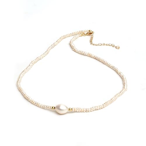 Gempires Gemstone Pearl Necklace for Women Beaded Birthstone Choker | Handmade gemstone beaded necklace with freshwater pearl — choose from 14 stones and birthstones, dainty choker on gold.