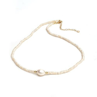 Gempires Gemstone Pearl Necklace for Women Beaded Birthstone Choker | Handmade gemstone beaded necklace with freshwater pearl — choose from 14 stones and birthstones, dainty choker on gold.