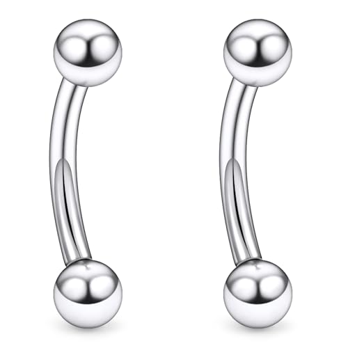 20g 18g 16g 14g Rook Piercing Jewelry Titanium Externally Threaded Curved Barbell Eyebrow Tragus Helix Conch Lobe Labret Earrings Lip Rings Body Piercing Jewelry For Women Men Ball Spike 6mm-19mm - size: 14G - 10mm Ball