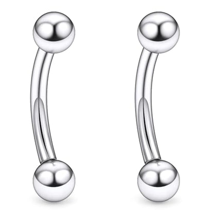 20g 18g 16g 14g Rook Piercing Jewelry Titanium Externally Threaded Curved Barbell Eyebrow Tragus Helix Conch Lobe Labret Earrings Lip Rings Body Piercing Jewelry For Women Men Ball Spike 6mm-19mm - size: 14G - 10mm Ball