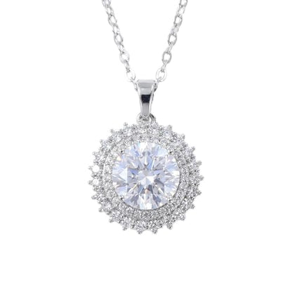 Necklaces for Women - Sparkling Flower Pendant Necklace, 18K Gold Plated Chain, Sunflower Clover Jewelry for Wedding Party, 16+2 Inch - color: Silver