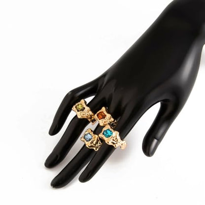 Chunky Gold Rings Set for Women Stacking Finger Knuckle Rings Silver Statement Ring Set Punk Jewelry - style: 132-4pcs
