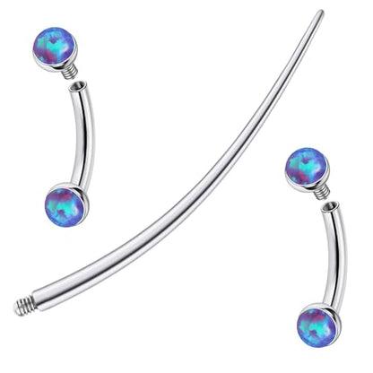 F136 Titanium 16g 6/8/10mm Opal Eyebrow/Rook/Snug/Vertical-Labret/VCH/Snake-Eyes/Anti-Tragus/Christina/Daith/Belly-Button/Bridge/Hood/Surface Curved Barbell Piercing Jewelry for Women Men - color: Purple, size: 6mm=1/4in