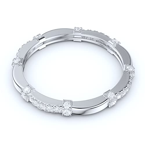 14k White Gold Petite Wave Shape Simulated Diamond or Genuine Moissanite Wedding Band Eternity Ring - color: Simulated Diamond