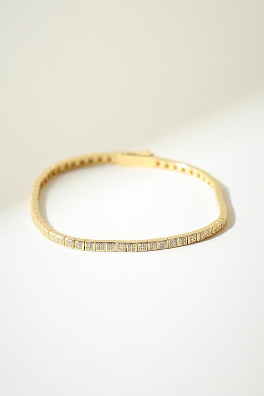 Tennis Bracelet for Women, Cubic Zirconia, Gold or Rhodium, 1.5-3mm | 18K Gold-Plated or Rhodium-Plated Brass, Cubic Zirconia, 1.5-3mm Widths, 6.5-7.5 in, Fade-Resistant, Jewelry Gift Box Ready - color: 1.5MM | Gold-plated | 7.5 in