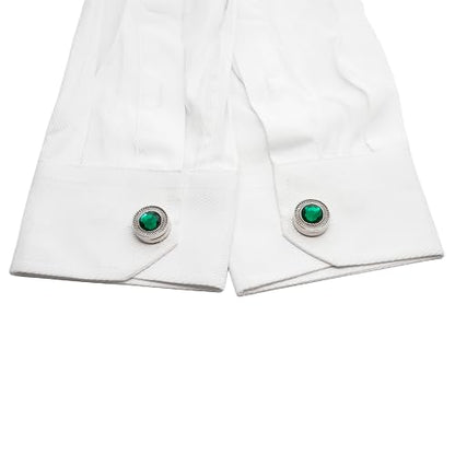 Mens Button Covers Tuxedo Shirt Cufflinks Alternative | Fake cufflinks and alternative fashion jewelry accessories for mens formal business dress shirts suits and groomsmen - color: H Silvery Benzar Green