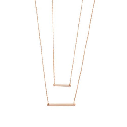 Honeycat Double Layered Bar Necklace in Gold, Rose Gold, and Silver | Minimalist, Delicate Jewelry - color: Rose Gold