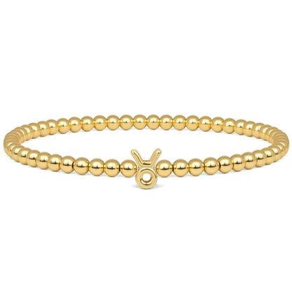 Gold 12 Constellations Bracelets for Women, 18K Gold Plated Beaded Stretch Bubble Bracelets Charm Jewelry Bracelet Gifts for Birthday Mother's Day Valentines Christmas - color: Taurus