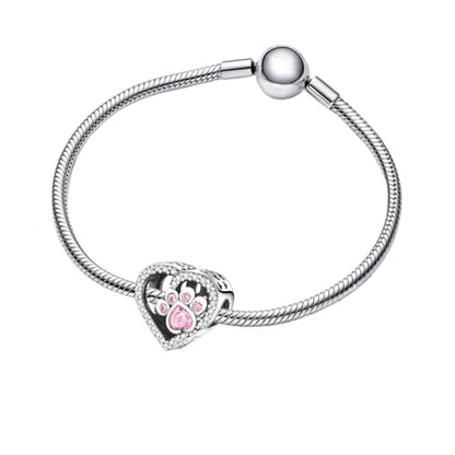 925 Sterling Silver Charms for Bracelets and Necklaces Lipstick and Perfume High Heels Dangle Pendants Heart Butterfly Bead Charms Halloween Christmas Gift for Womens - style: Cat Paw Print Bones Heart Bead Charms