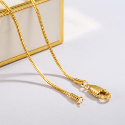 Dankadi Women 925 Sterling Silver Magic Snake Chain Necklace- Men 1.2MM Solid Snake Chain Flexible Choker 16"-30" Italian Silver 24K Gold Over Jewelry - color: Gold, size: 26 inch
