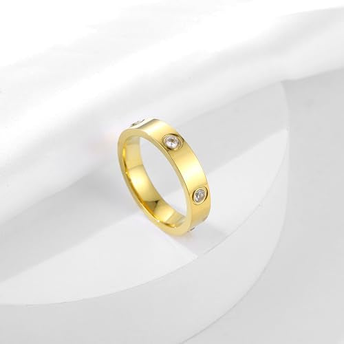 YCSLYW Ladies Stainless Steel Ring Love Friendship Ring Golden high polishing, low allergy Wedding Jewelry Valentine's Day Birthday Gift, 5-10 - color: Love Gold, size: 5