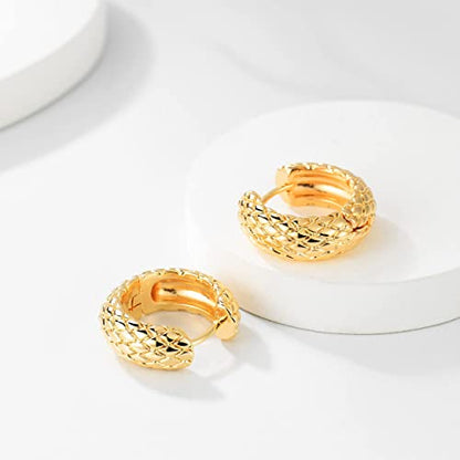 Cubic Zirconia Huggie Earrings 14k Gold Plated Tiny Earrings Small Huggie Hoop Earrings Simple Lightweight Hoops Gift for Women - color: Serpentine