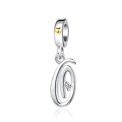 Silver Initial A-Z Letter Charm Compatible Pandora Charm Bracelets for Women Jewelry - style: O