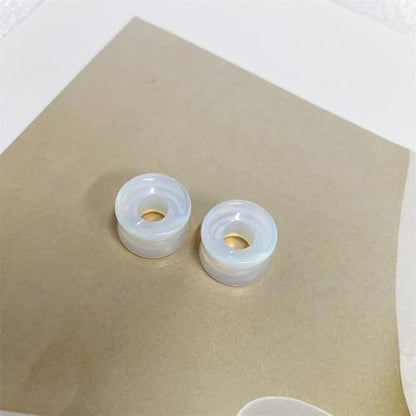 Hollow Opalite Moon Stone Natural Stone Ear Plugs Gauges Tunnel Expanders Stretcher Saddle Organic Double Flared Flesh Earrings for Men Women Fashion Piercings Body Jewelry Gift - size: 0g(8mm)