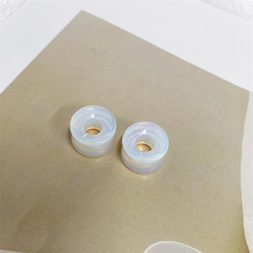 Hollow Opalite Moon Stone Natural Stone Ear Plugs Gauges Tunnel Expanders Stretcher Saddle Organic Double Flared Flesh Earrings for Men Women Fashion Piercings Body Jewelry Gift - size: 1/2"(12mm)