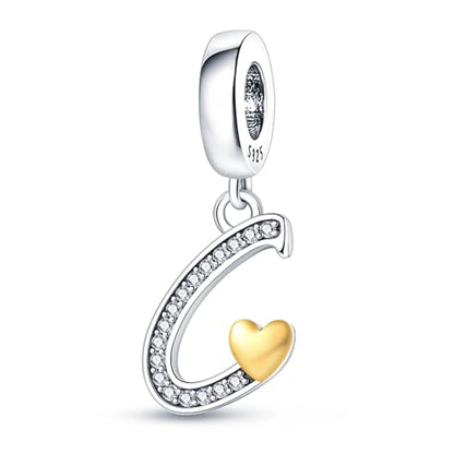 HappyStar Sterling Silver Letter Charms for Bracelets Alphabet Initial Dangle Charms Bead fit Pandora Bracelets Jewelry Gifts for Women - color: Letter charms C