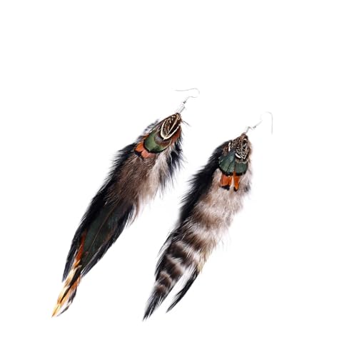 Bohemian Feather Dangle Earrings for Women with Shell Beads Long Tassel Design Drop Earrings - style: Style-Grey