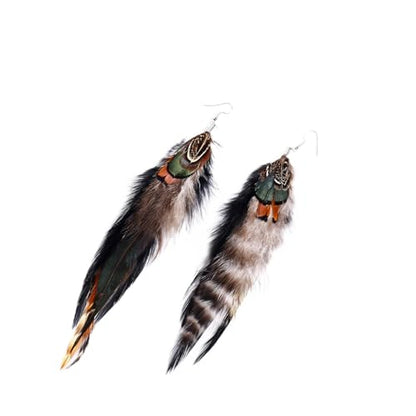 Bohemian Feather Dangle Earrings for Women with Shell Beads Long Tassel Design Drop Earrings - style: Style-Grey