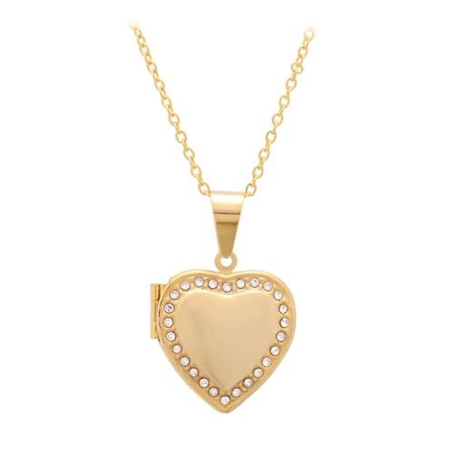 Paialco Heart Shaped Locket Pendant Necklace for Women - color: Set Diamond-Yellow