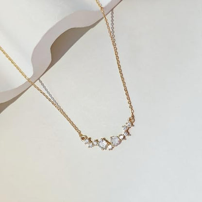 Luxval Diamond Pendant Gold Necklace for Women，Dainty 18k Gold Plated Choker Necklaces Simple Gold Jewelry Gifts for Women - color: Gold-smile cz