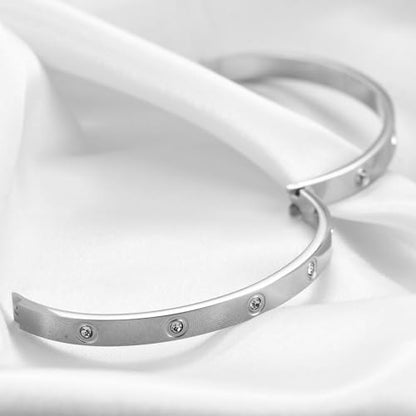 MYNENEY Womens Bracelets Stainless Steel Pave Cubic Zironia Stackable - color: 6mm-Crystal Silver, size: 6.3 Inch