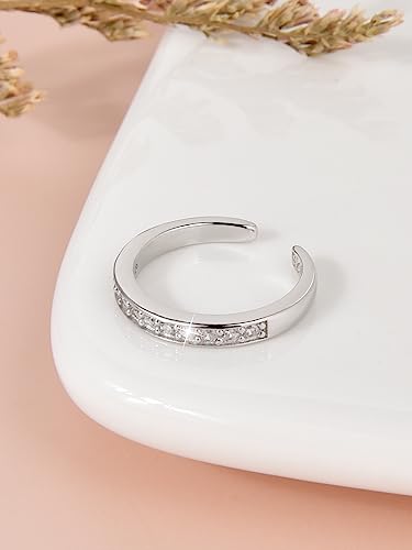 925 Sterling Silver Open Cuff Toe Ring for Women Adjustable Pinky Ring Band Size 2-4… - color: Style D