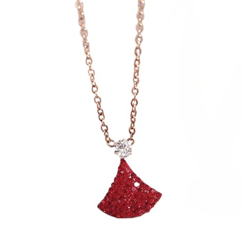 925 Sterling Silver Necklace for Women Trendy, Charming Layered Necklace with Cubic Zirconia Pendant for Her Womens Dainty Diamond Choker Necklaces Holiday Jewelry Gifts for Mom Wife Daughter Lover - color: Dress Pendant Necklace-Red