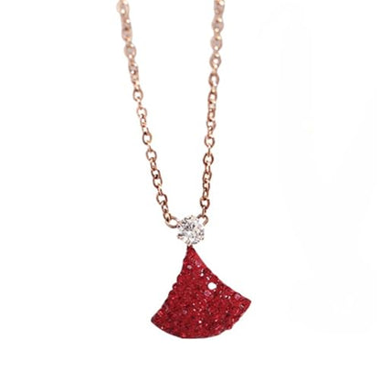 925 Sterling Silver Necklace for Women Trendy, Charming Layered Necklace with Cubic Zirconia Pendant for Her Womens Dainty Diamond Choker Necklaces Holiday Jewelry Gifts for Mom Wife Daughter Lover - color: Dress Pendant Necklace-Red
