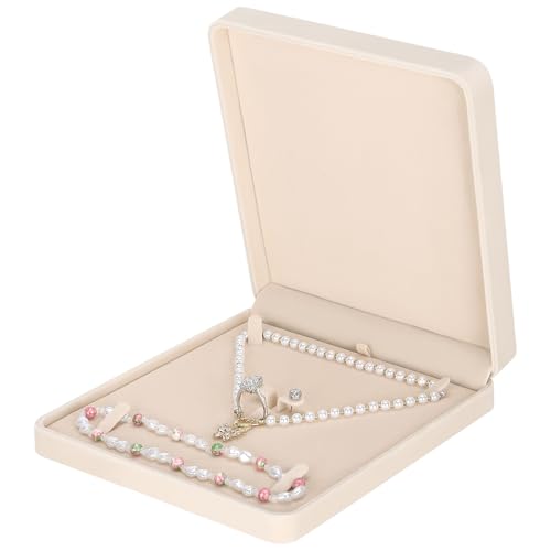 LETURE Velvet Jewelry Set Box, Velvet Gift Box for Bracelet Necklace Earring Ring (Apricot) - color: Apricot