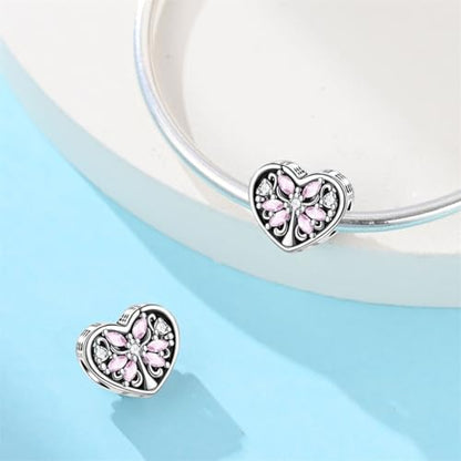 HappyStar 925 Sterling Silver Charms for Bracelets and Necklace Dangle Pendants Beads Charms Fits Charms Bracelets for Woman Jewelry Gifts (with one Spacer Bead Charms) - style: Love Tree of Life Beads