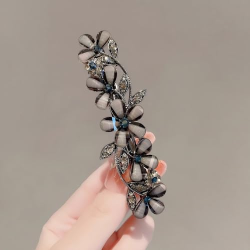 3PCS Fancy Barrettes for Women's Hair - 2.4" Small Sparkly Non-Slip Luxurious Flower Metal French Clasps Accessories for Thin Fine Hair - Women Girls