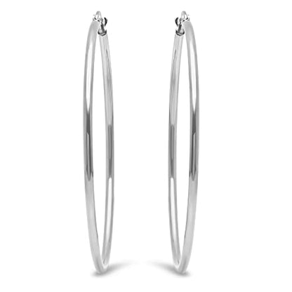 Amazon Essentials Stainless Steel Rounded Tube Hoop Earrings (50mm), (previously Amazon Collection) - color: Stainless Steel, size: 50 mm