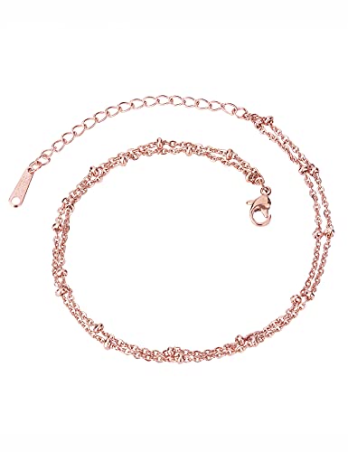 RoseGold Ankle Bracelets for Women - Layered Anklets - Link Foot Jewellery - color: RoseGold -10#