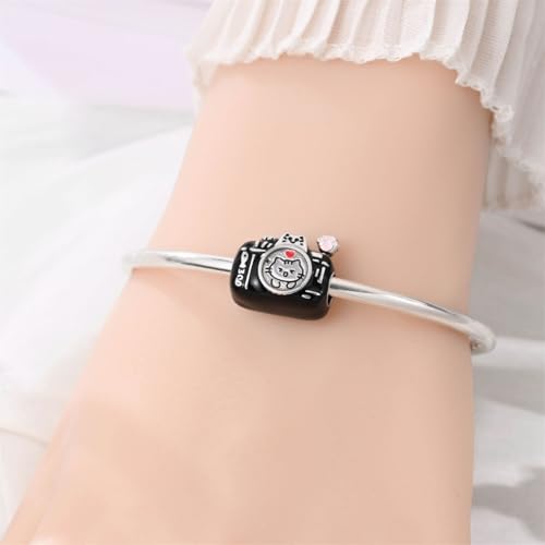 925 Sterling Silver Bead Charm for Pandora Bracelets and Necklaces,Pink Bow Cherry Butterfly Blue Ocean Pendant Bead Charms Jewelry Present Valentines Gifts for Wife/Girlfriend Women - style: Cat Camera Charm
