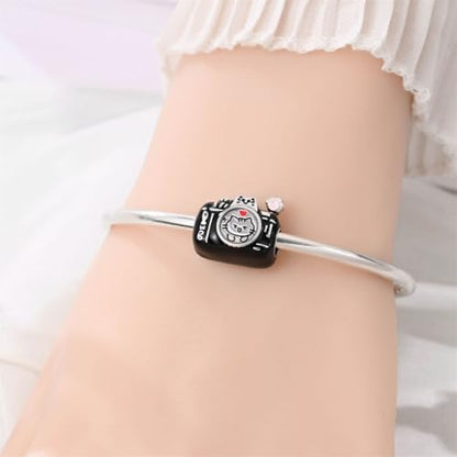 925 Sterling Silver Bead Charm for Pandora Bracelets and Necklaces,Pink Bow Cherry Butterfly Blue Ocean Pendant Bead Charms Jewelry Present Valentines Gifts for Wife/Girlfriend Women - style: Cat Camera Charm
