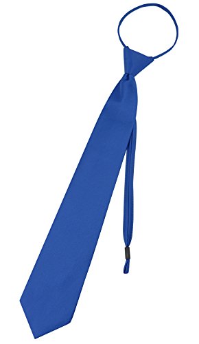 Vesuvio Napoli PreTied Men's Necktie Solid Color Mens Adjustable Zipper Neck Tie - color: Royal Blue