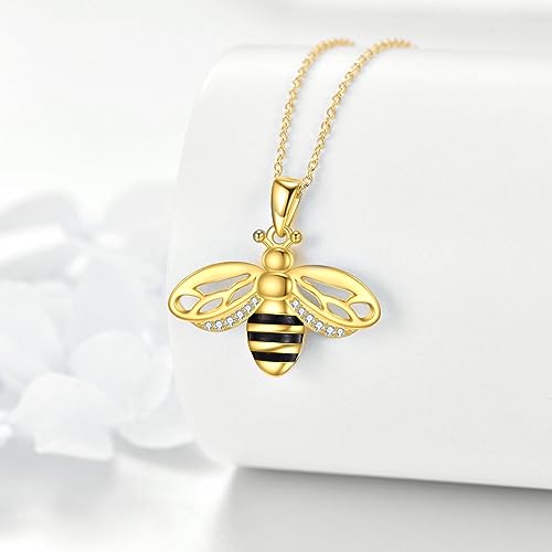 VONALA Gold Bee Pendant Necklace 925 Sterling Silver Bumblebee Jewelry Birthday Gifts for Women Daughter - style: Bee Urn Necklace