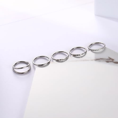 FUNLMO 3Pcs Nose Rings Double Hoop Nose Ring Conch Daith Tragus Helix Rook Piercing Jewelry Surgical Steel Cartilage Earring Conch Hoop Earring Septum Jewelry Lip Ring - color: Style 3: SilverSilver,5pcs